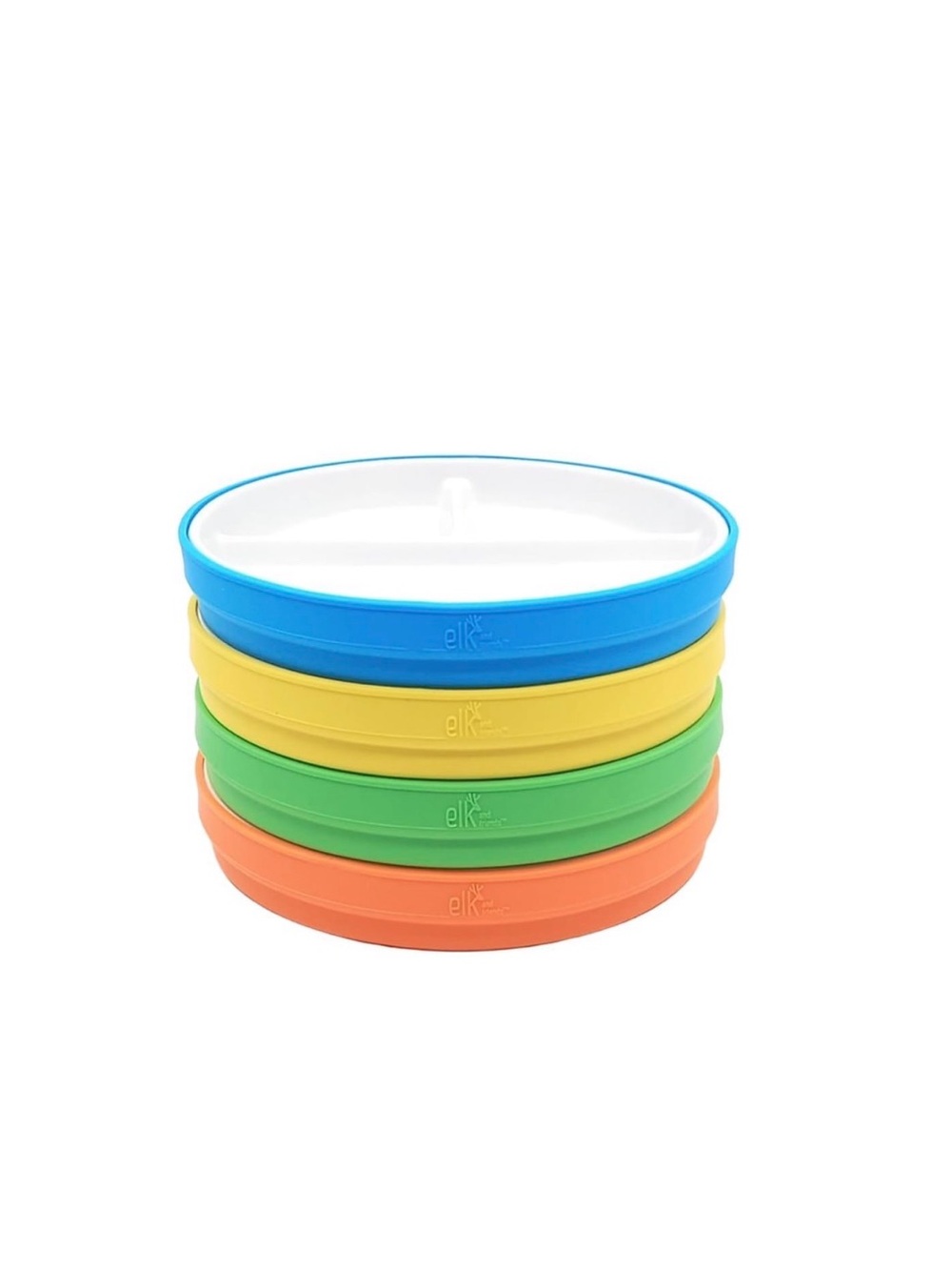 Elk and Friends Kids 7.8” Porcelain White Plates with Silicone Sleeves